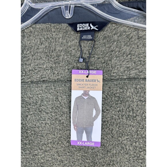 NEW Eddie Bauer Men’s Sweater Fleece Snap Shirt Jacket Green Size 2XL Outdoors - Picture 11 of 13